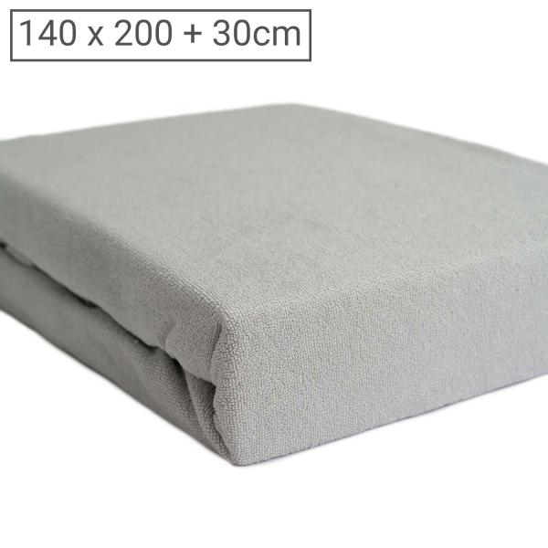Doppelbett Luxus Frottee Fixleintuch - 140x200cm - Silber, 80% Baumwolle 20% Mikrofaser - Öko-Tex 100 - Hautsympathisch & Atmungsaktiv