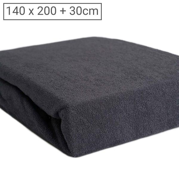 Doppelbett Luxus Frottee Fixleintuch - Kuschelig warm für Schlafklima im Winter - 80% Baumwolle 20% Mikrofaser - Anthrazit 140x200cm - Öko-Tex Standard