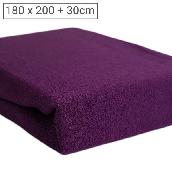 Übergrösse Luxus Frottee Fixleintuch - 180 x 200 cm aubergine - Ideal für grosse Doppelmatratzen - 80% Baumwolle 20% Mikrofaser - Öko-Tex Standard