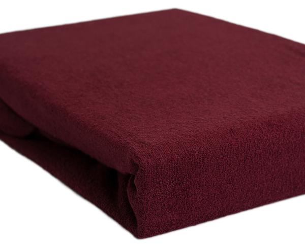 Luxus Frottee Fixleintuch 180x200cm - Extra warm für Doppelmatratzen - Bordeaux - 80% Baumwolle, 20% Mikrofaser - Öko-Tex Standard 100 zertifiziert