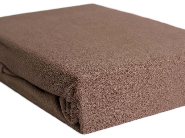 Luxus Frottee Fixleintuch 180x200 cm - warmes Schlafklima - 80% Baumwolle 20% Mikrofaser - Öko-Tex 100 zertifiziert - nougat - elastisch & bügelfrei