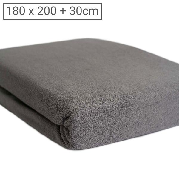 Übergrösse Luxus Frottee Fixleintuch, 80% Baumwolle, 20% Mikrofaser, grau, 180 x 200 cm