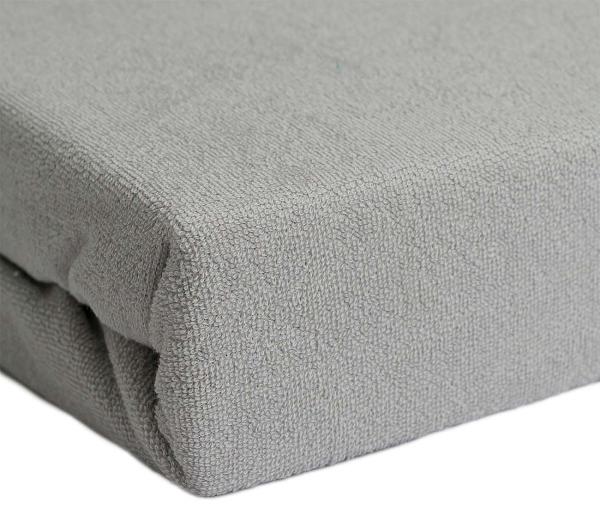 Luxus Frottee Fixleintuch 180x200 cm - warmes Spannbettlaken für Doppelmatratzen - 80% Baumwolle, 20% Mikrofaser - Silber, Öko-Tex 100, bügelfrei