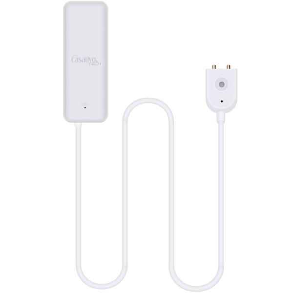 WLAN-Wassermelder mit externem Sensor, weiss, Wassersensor für Tuya oder SmartLife App, weltweite Benachrichtigung, Alarmfunktion