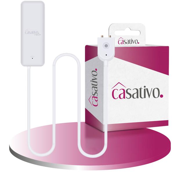 WLAN-Wassermelder mit externem Sensor, weiss, Wassersensor für Tuya oder SmartLife App, weltweite Benachrichtigung, Alarmfunktion