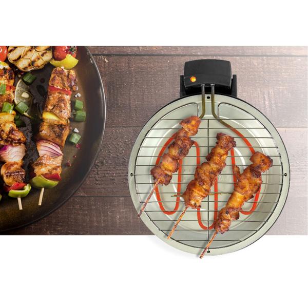 Elektro-Tischgrill, schwarz, Ø 30cm, starke 1250W – Stilvolles Design mit Abtropfschale aus Aluminium für sauberes & rauchfreies Grillen