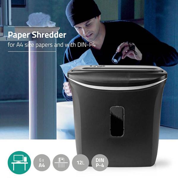 Sicherer Aktenvernichter mit hoher DIN P-4 Sicherheit: Streifenschnitt (4mm) für A4-Papier u. Kreditkarten, schwarz–für den Schutz Ihrer persönlichen Daten