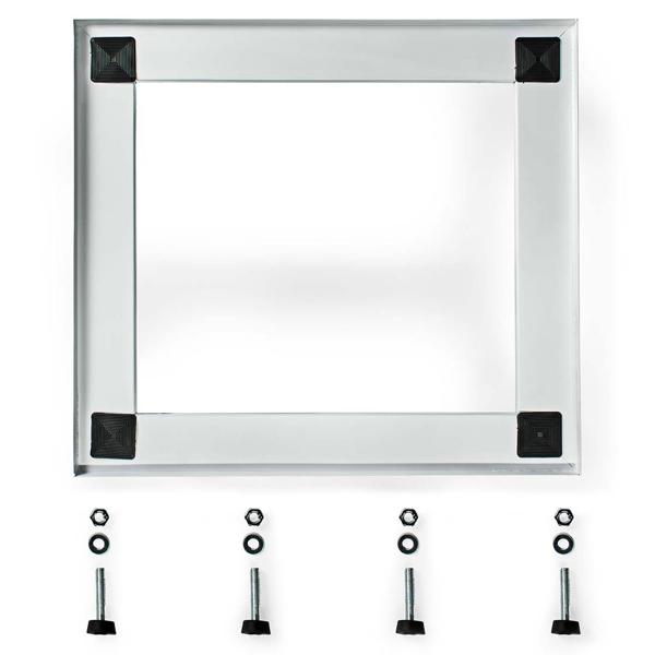 Hochwertiges Untergestell für Waschmaschine & Trockner: Rücken- & bodenschonend, bis 150kg, weisses Metall. Stabil & entlastend im Haushalt