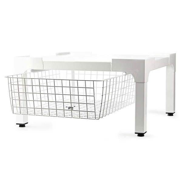 Hochwertiges Untergestell für Waschmaschine/Trockner mit Ablagekorb, bis 200kg – Stabil, rückenschonend & platzsparend