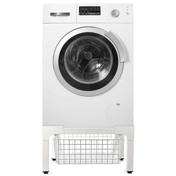 Hochwertiges Untergestell für Waschmaschine/Trockner mit Ablagekorb, bis 200kg – Stabil, rückenschonend & platzsparend