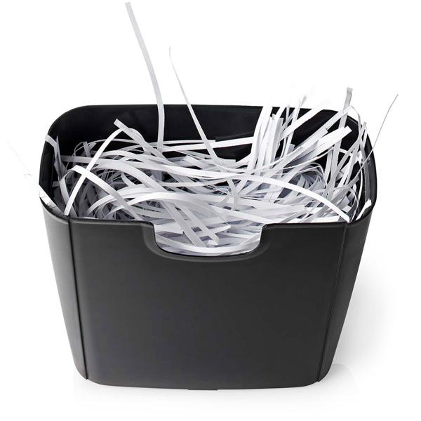 Sicherer Aktenvernichter mit DIN P-2 Sicherheit: Streifenschnitt (6mm) für A4-Papier u. Kreditkarten, schwarz–für den Schutz Ihrer persönlichen Daten