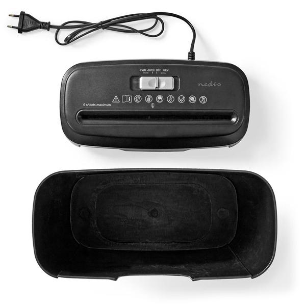 Sicherer Aktenvernichter mit DIN P-2 Sicherheit: Streifenschnitt (6mm) für A4-Papier u. Kreditkarten, schwarz–für den Schutz Ihrer persönlichen Daten