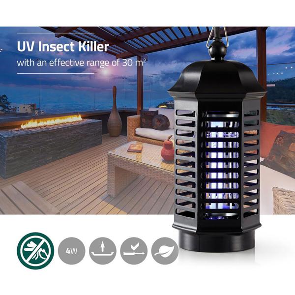 UV-Lichtfalle 4W - Effektive Bekämpfung von Mücken, Fliegen & Wespen - 30m² Abdeckungsbereich, IP20, schwarz, für Innen- & Camping-Gebrauch