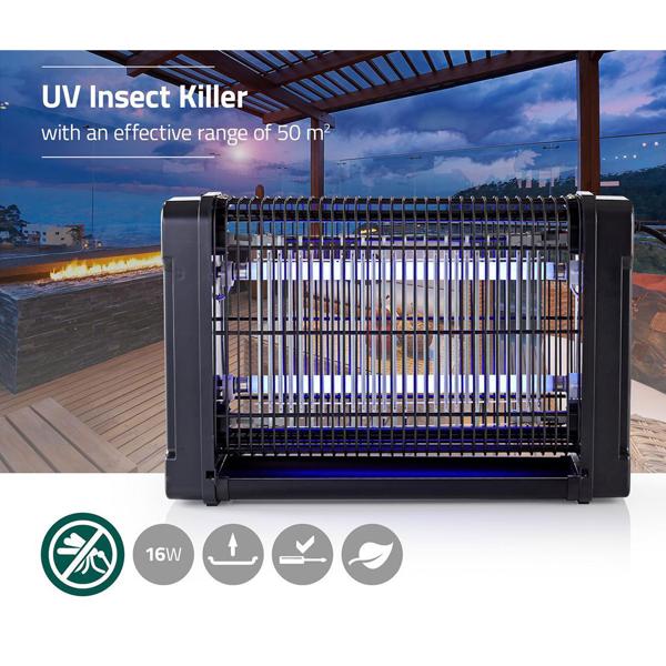 Effektiver UV-Insektenvernichter, 16W, 2 UV-Röhren – IP20, 40x26x10cm, für eine chemiefreie und zuverlässige Insektenbekämpfung 