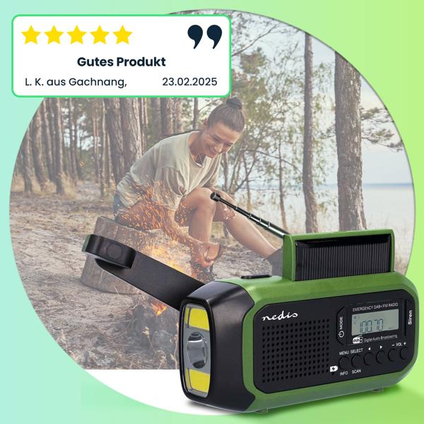 Notfallradio mit DAB+/UKW, Kurbelradio, LED-Lampe & SOS-Funktion – ideal für Krisenvorsorge & Outdoor, integrierte Powerbank für Notfallstrom