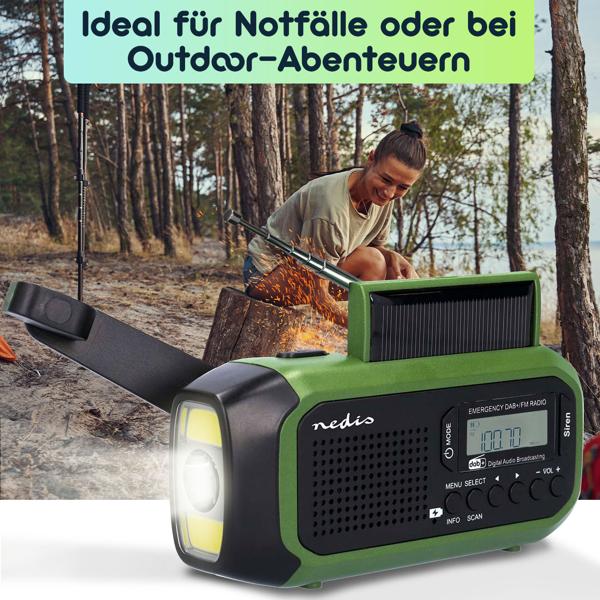 Notfallradio mit DAB+/UKW, Kurbelradio, LED-Lampe & SOS-Funktion – ideal für Krisenvorsorge & Outdoor, integrierte Powerbank für Notfallstrom