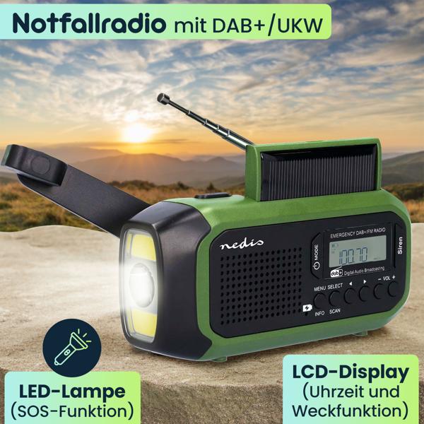 Notfallradio mit DAB+/UKW, Kurbelradio, LED-Lampe & SOS-Funktion – ideal für Krisenvorsorge & Outdoor, integrierte Powerbank für Notfallstrom