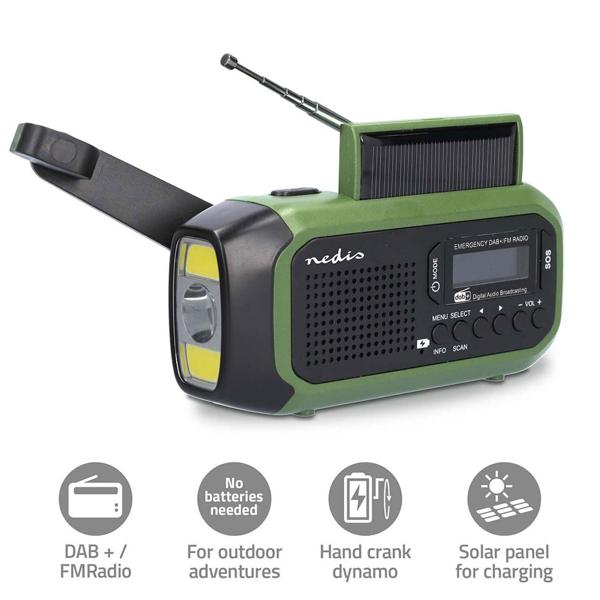 Notfallradio mit DAB+/UKW, Kurbelradio, LED-Lampe & SOS-Funktion – ideal für Krisenvorsorge & Outdoor, integrierte Powerbank für Notfallstrom