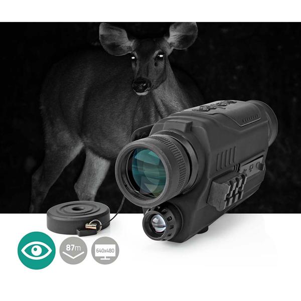 Monokulares Teleskop Nachtsicht - 5-fach optischer & 3-fach digitaler Zoom - Foto/Video Modus - für Jagd, Camping, Tierbeobachtung - 290g, schwarz