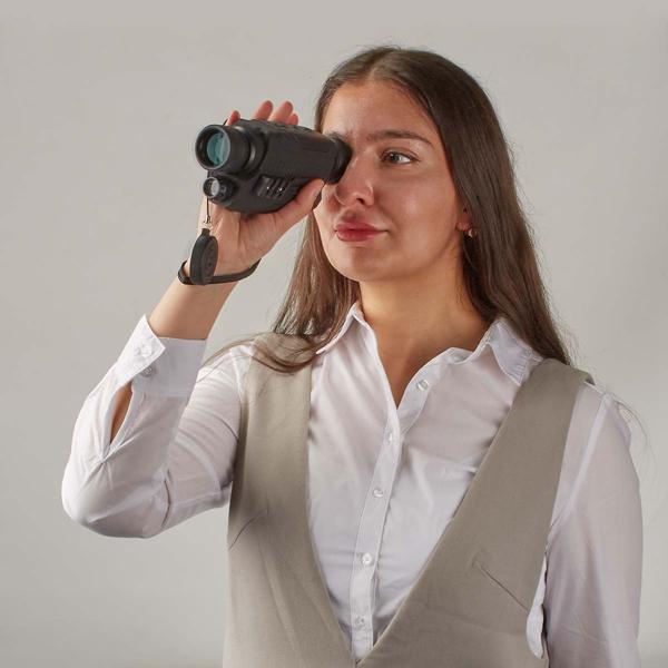 Monokulares Teleskop Nachtsicht - 5-fach optischer & 3-fach digitaler Zoom - Foto/Video Modus - für Jagd, Camping, Tierbeobachtung - 290g, schwarz