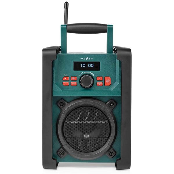 Robustes DAB+ Baustellenradio mit Bluetooth – IP65 wetterfest, 15W, Batterie oder Netzbetrieb, grün-schwarz, für Baustelle & Werkstatt
