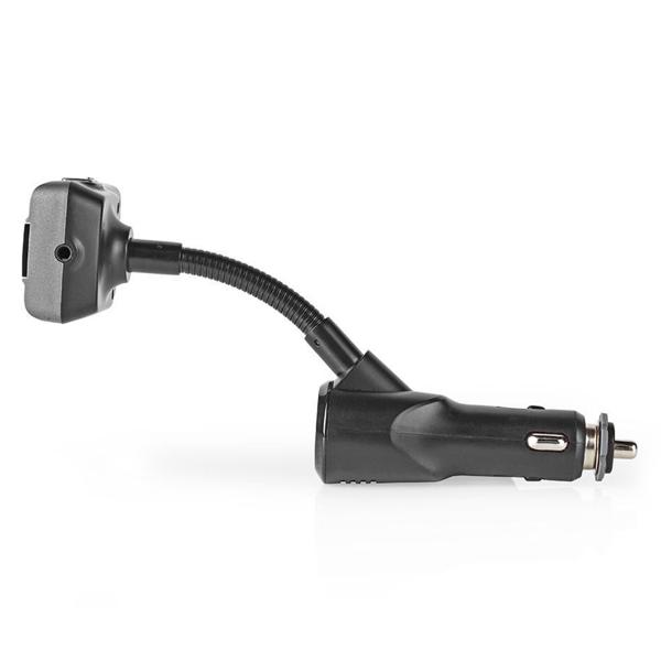 Audio Transmitter fürs Auto - Bluetooth 5.0 UKW-Sender für Playlists & Freisprechfunktion - 2 USB-Ladeanschlüsse (3.0A, 2.4A) - Flexibler Schwanenhals & LED-Display