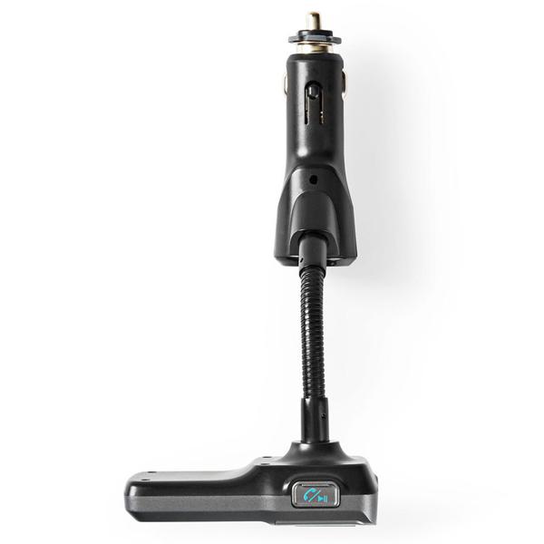 Audio Transmitter fürs Auto - Bluetooth 5.0 UKW-Sender für Playlists & Freisprechfunktion - 2 USB-Ladeanschlüsse (3.0A, 2.4A) - Flexibler Schwanenhals & LED-Display