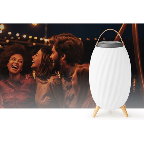 Stilvoller Bluetooth Lautsprecher mit RGB LED, 90W: Farbwechsel, Leder-Optik –  Kabelloser Musikgenuss & stimmungsvolle Beleuchtung