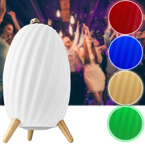 Stilvoller Bluetooth Lautsprecher mit RGB LED, 90W: Farbwechsel, Leder-Optik –  Kabelloser Musikgenuss & stimmungsvolle Beleuchtung