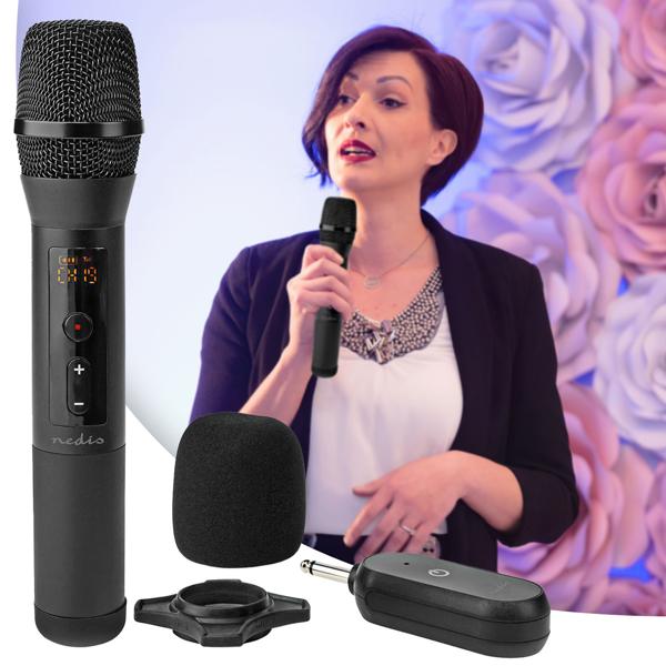 Kabelloses Funkmikrofon-Set, schwarz – kristallklarer Sound, 20 Kanäle, störungsfrei, ideal für Gesang, Karaoke, Präsentationen & Events