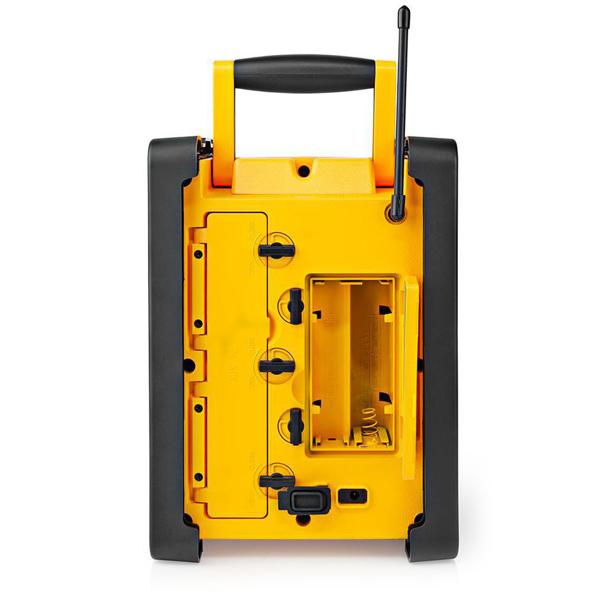 Mobiles Baustellenradio mit starkem 15W Sound, gelb/schwarz, Bluetooth, FM, Netz- und Batteriebetrieb – robust und beste Klangqualität 