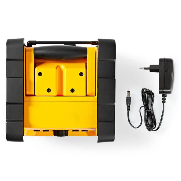 Mobiles Baustellenradio mit starkem 15W Sound, gelb/schwarz, Bluetooth, FM, Netz- und Batteriebetrieb – robust und beste Klangqualität 