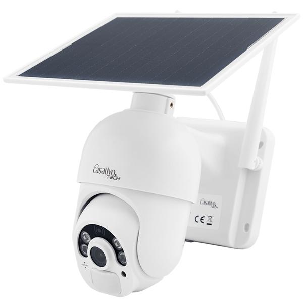 2er-Set Smarte Überwachungskamera, Solar / kabellos, Pan-Tilt, FullHD, Solar Panel, PIR Sensor, Aussen, Nachtsicht, 2-Wege-Audio/ Video, IP66, weiss