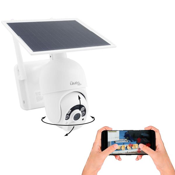 2er-Set Smarte Überwachungskamera, Solar / kabellos, Pan-Tilt, FullHD, Solar Panel, PIR Sensor, Aussen, Nachtsicht, 2-Wege-Audio/ Video, IP66, weiss