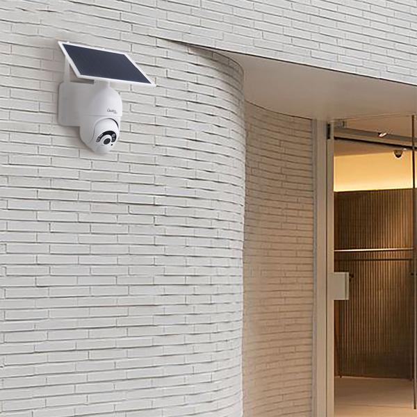 2er-Set Smarte Überwachungskamera, Solar / kabellos, Pan-Tilt, FullHD, Solar Panel, PIR Sensor, Aussen, Nachtsicht, 2-Wege-Audio/ Video, IP66, weiss