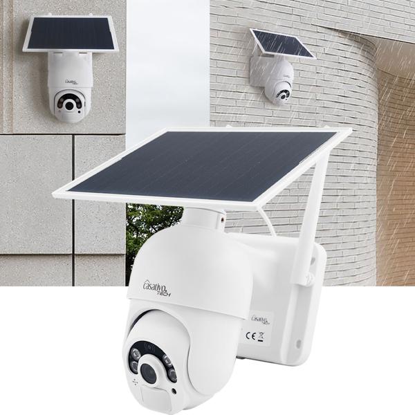 Smarte Überwachungskamera, solarbetrieben / kabellos, Pan-Tilt, FullHD, Solar Panel, PIR Sensor, Aussen, Nachtsicht, 2-Wege-Audio/ Video, IP66, weiss