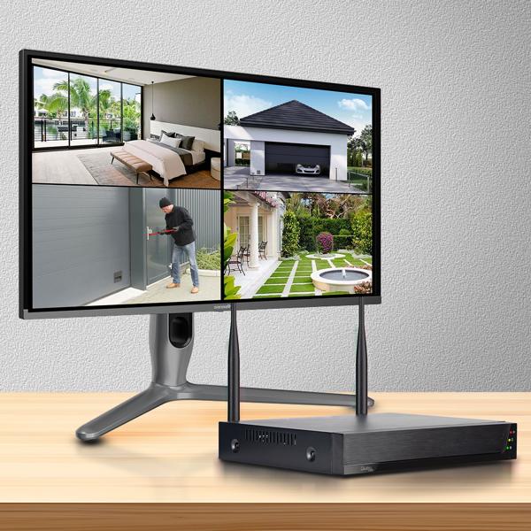 Profi Funk-Überwachungssystem, 8 QHD-2K Kameras & HDD-Rekorder, Tuya App mit Live Fernzugriff, Nachtsicht mit IR-LEDs, wetterfest - IP66