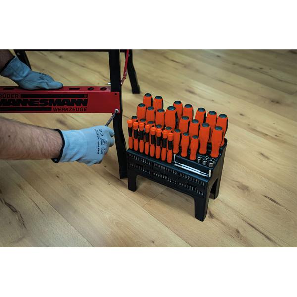 100-tlg. Schraubendrehersatz mit Bit-Set im Ständer, Schraubenzieher mit rutschfesten und ergonomischen Gummigriffen