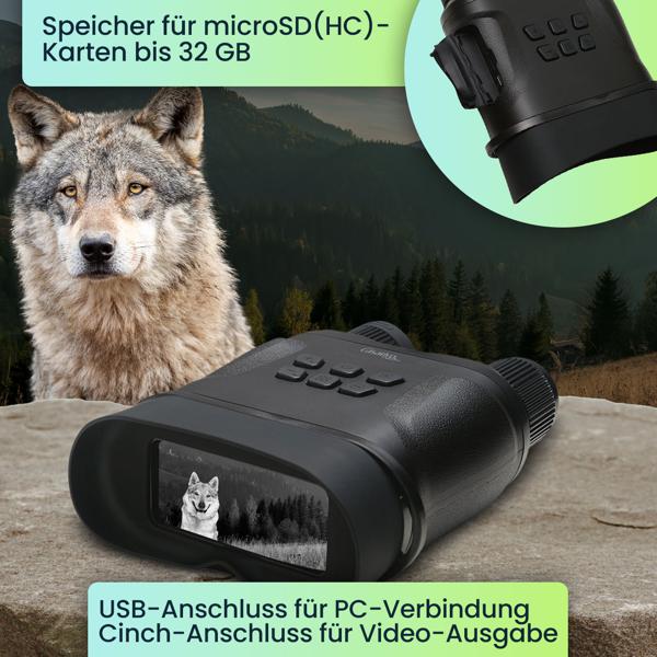 Digitales Profi Fernglas & Infrarot-Nachtsichtgerät mit HD-Video, 850m Reichweite, IP54 - Leistungsstark, kristallklar für Jagd & Outdoor