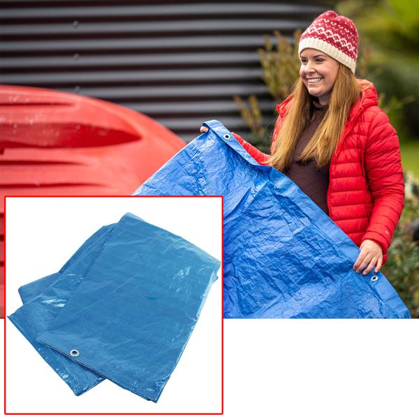 Abdeckplane 2,6 x 3,3 m - Ganzjahresschutz für Gartenmöbel, Wohnwagen & Kaminholz - Wasserdicht, UV-beständig, blau mit stabilen Metallösen