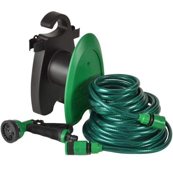 Mini-Schlauchgarnitur für Garten, Balkon & Terrasse: 10m, 6-fach Sprühkopf - Ideal für Bewässerung, Reinigung, Gartenarbeit - Kompaktes und praktisches Set