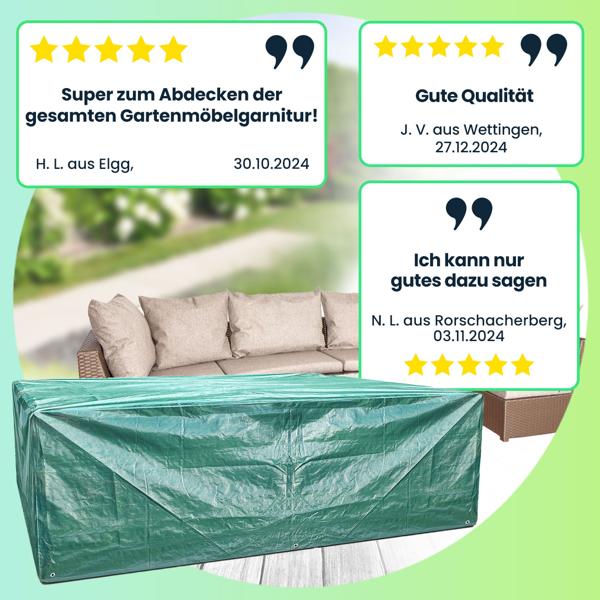 XL Abdeckhaube für Gartenmöbel 250x80x210 cm – wetterfest, reissfest & UV-beständig – schützt die gesamte Garnitur vor Regen, Schmutz & Sonne