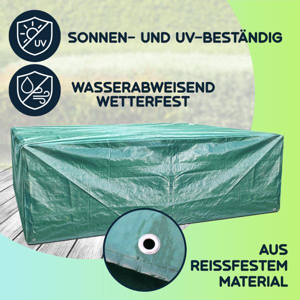 XL Abdeckhaube für Gartenmöbel 250x80x210 cm – wetterfest, reissfest & UV-beständig – schützt die gesamte Garnitur vor Regen, Schmutz & Sonne
