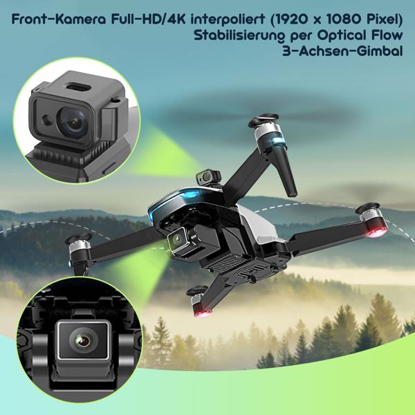 GPS-Drohne mit Full-HD-Kamera, faltbar, 800m Reichweite, 3-Achsen-Gimbal, bürstenfreier Motor, Auto-Follow, Personen-Tracking, App