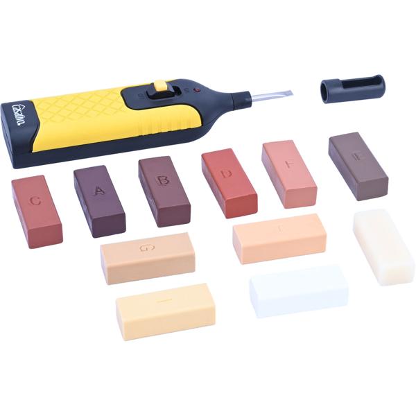 Bewährtes Reparaturkit für Holz-, Laminat- Kork- und Parkettböden, Hartwachs, 11 verschiedene Farben, auch bei Holzmöbeln einsetzbar