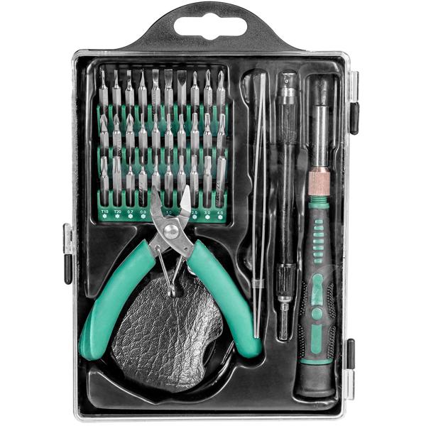 Feinmechaniker-Werkzeug-Set, 36-tlg., mit Präzisions-Schraubendreher-Bits, Zange uvm., ideal für Uhren, Elektronik & Modellbau