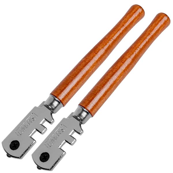 2er-Set Glasschneider für präzise Zuschnitte – Ergonomischer Holzgriff - Inkl. 6 Hartmetallschneiderädchen – 18x8,4x1cm - Profi & Heimwerker