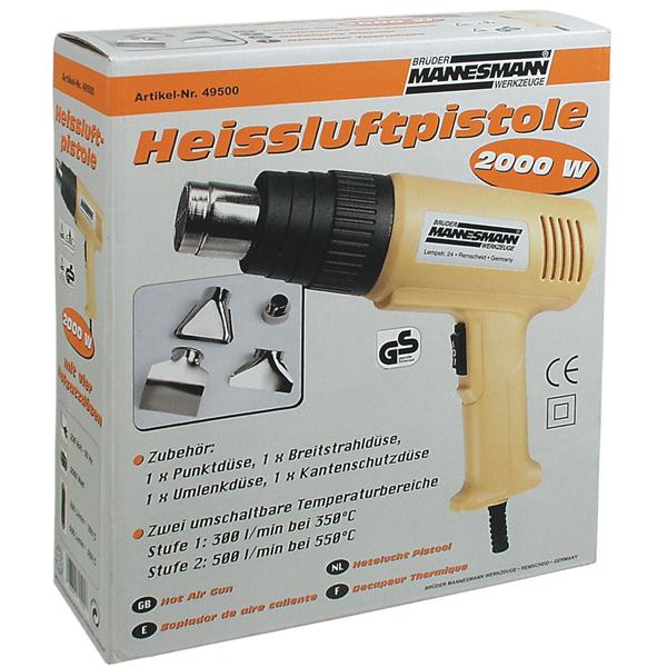 Profi-Heissluftpistole mit 2000W und 4 Düsen: gelb-schwarzes Heissluftwerkzeug für anspruchsvolle Heimwerker Aufgaben – robust & zuverlässig 