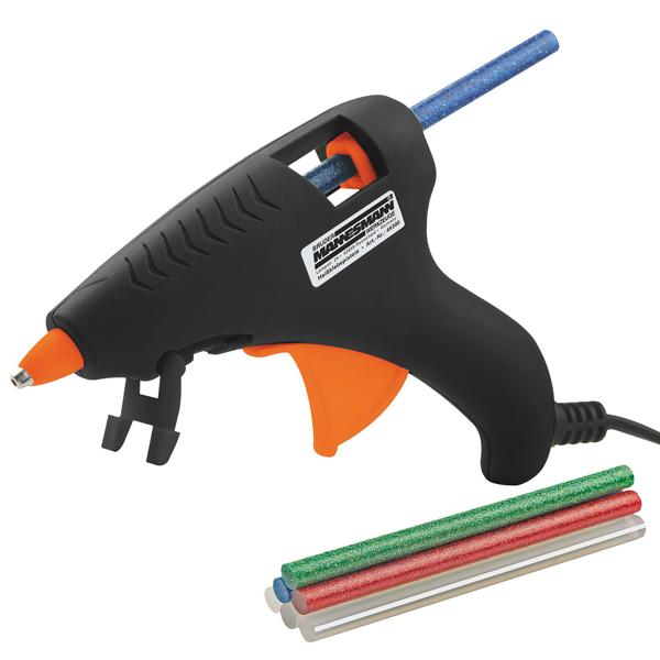 Niedrigtemperatur Heissklebepistole - schnelles, stabiles Kleben von Stoff, Holz, Metall, Leder - inkl. 6 Klebesticks - Ø 7mm - 120-140°C - ideal für Bastelarbeiten