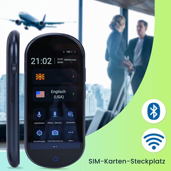 Revolutionärer Echtzeit-Übersetzer: 137 Sprachen, Sofort-Übersetzung, Text- & Sprachfunktion, Währungsrechner, grosses Display, schwarzes Design